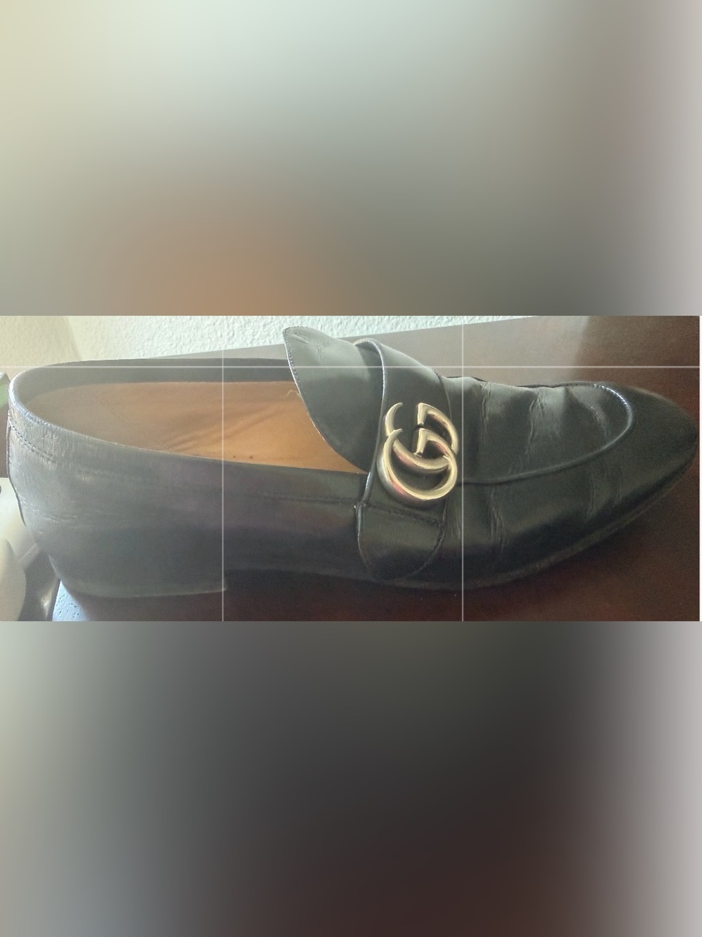 Gucci Black Leather shoe with Silver Double G Buckle